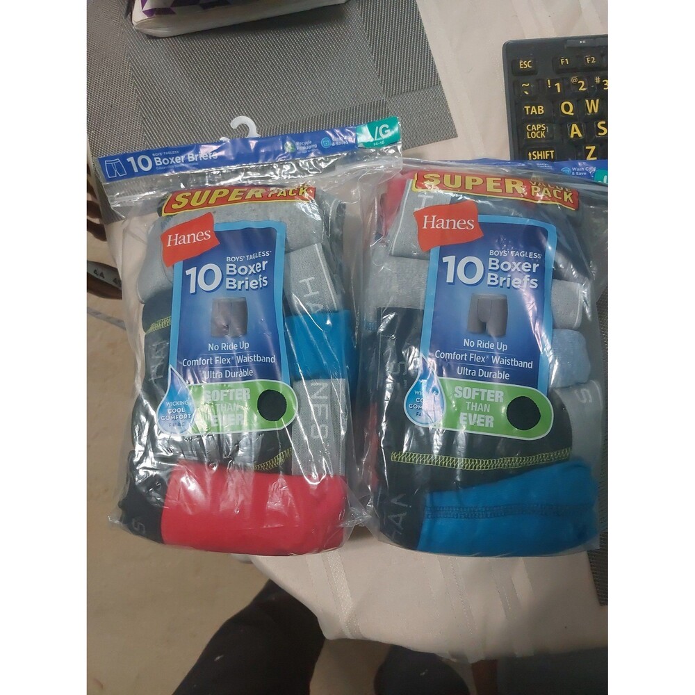 Hanes boys boxer briefs. Sz 14-16 LG (10 pair)